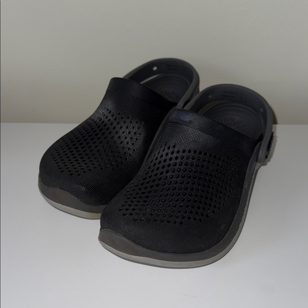 CROCS Black and Gray Perforated Clogs Size J2